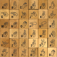 ASL sign language rubber stamps
