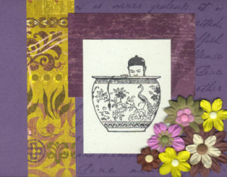 Chinese boy in vase card